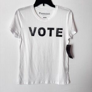 Prince Peter Collection Women Vote Graphic White Short Sleeve T-Shirt Size XS